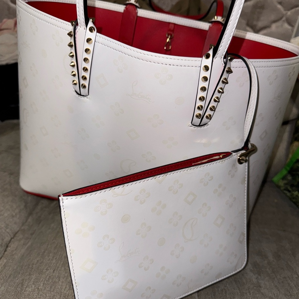 Christian Louboutin White and Red Tote Bag Set